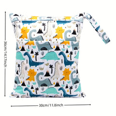 Cartoon Wet & Dry Bag Waterproof Reusable 2 Zippered Pockets & Handle