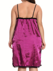 Sexy Nightdress Satin Lace V Neck Sleep Dress