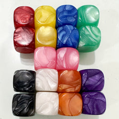 18pcs 16mm Rounded Pearl Blank Dice for Leisure & Entertainment