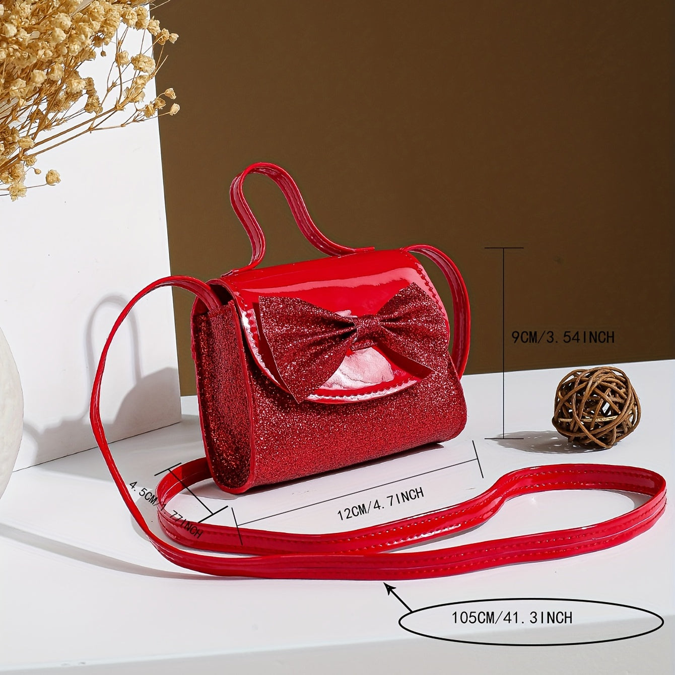 Mini Glitter Butterfly Satchel Bag Red