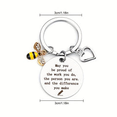 Bee Pendant Keychain Key Ring Teacher Appreciation From Students