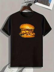 Hamburger Print Men's Graphic T shirt Casual Comfy Tees For Summer