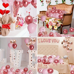 Romantic Balloons Set with Rose Petals and Letter Balloons
