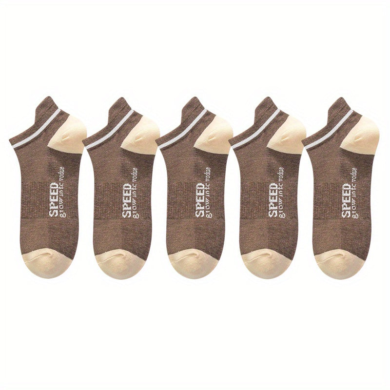 Boys 'SPPED' Print Boat Socks Thin Breathable Low Cut Ankle Socks