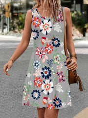 Floral Print Sleeveless Tank Dress for Summer