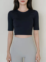 Round Neck Sporty Tee Quick Drying High Stretch T Shirt Women's Activewear