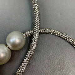 Glitter Rhinestone & Faux Pearl Decor Strap Stylish Purse Strap