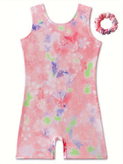 Butterfly Graffiti Sleeveless Gymnastics Suit for Girls