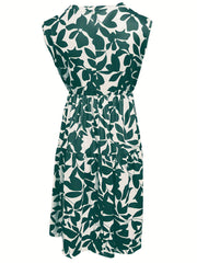 Floral Print Notched Neck Dress Casual Sleeveless Tank Dress