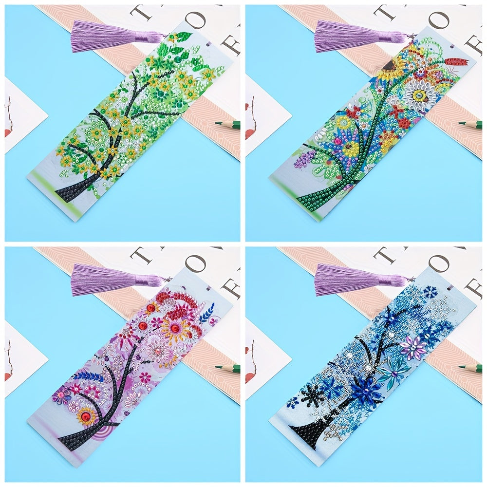 DIY Diamond Painted Leather Tassel Bookmark Embroidery Kit 1pc