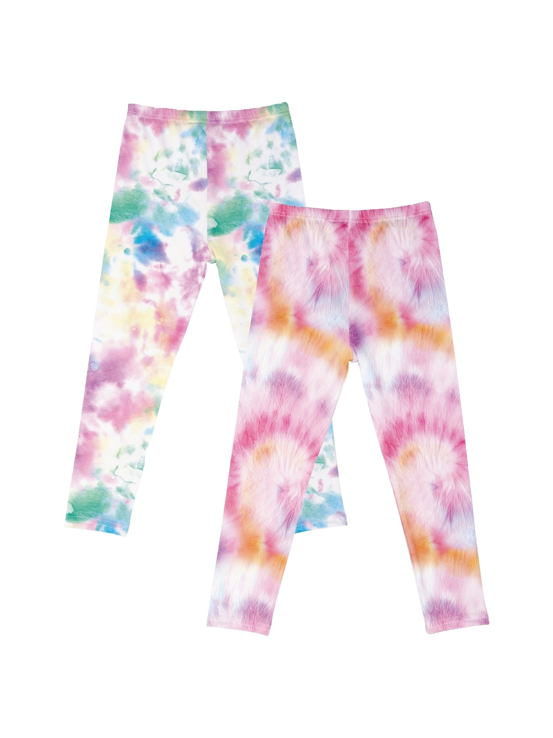 2pcs Girls Tie Dye Stretch Leggings Athletic Slim Yoga Pants Kids Clothes
