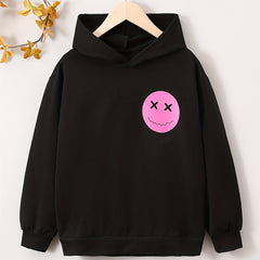 Girls' Cartoon Face Hooded Sweatshirt Active Hoodie