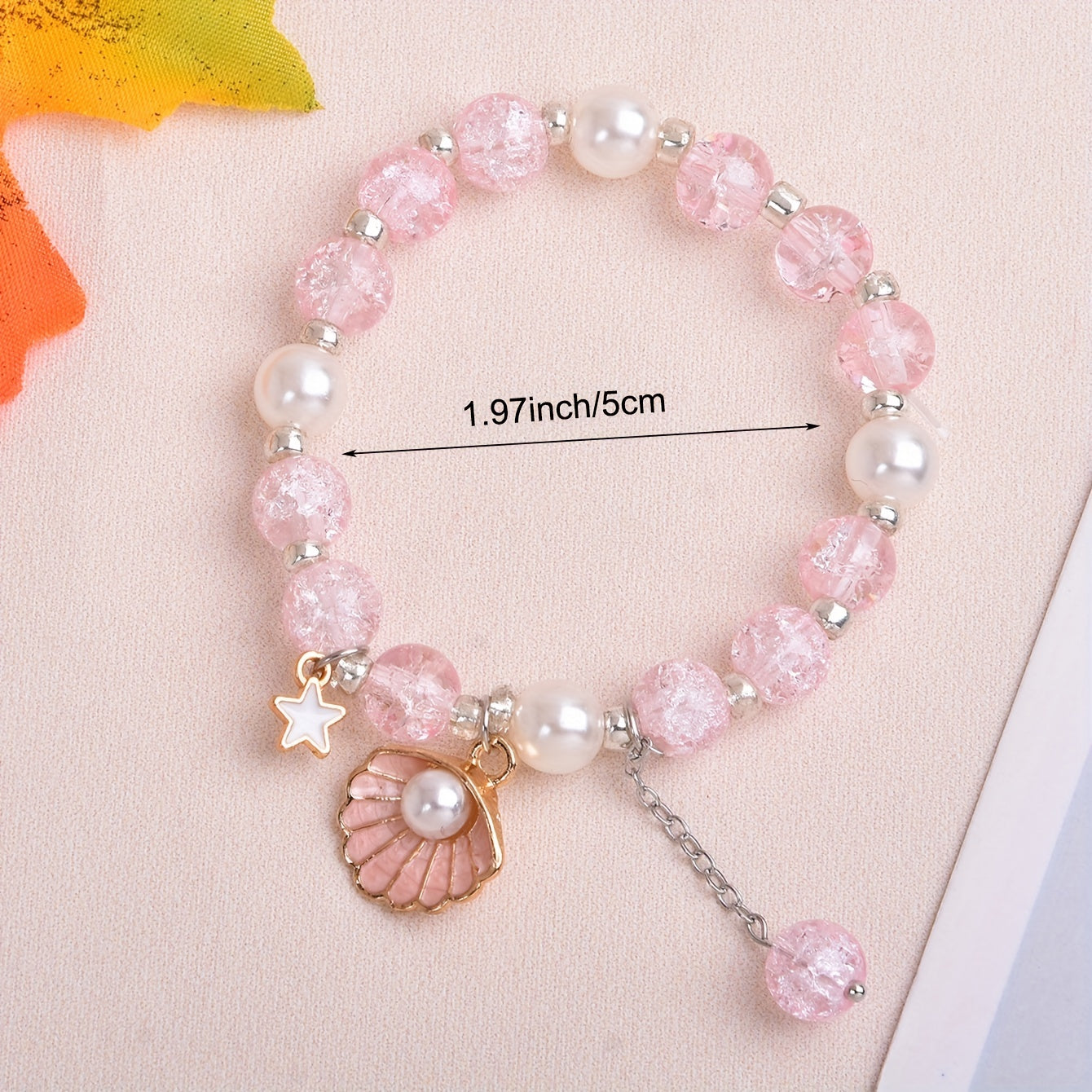 Girls Crystal Princess Bracelet With Shell Faux Pearl Decor