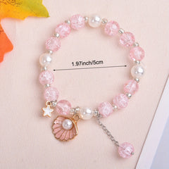 Girls Crystal Princess Bracelet With Shell Faux Pearl Decor