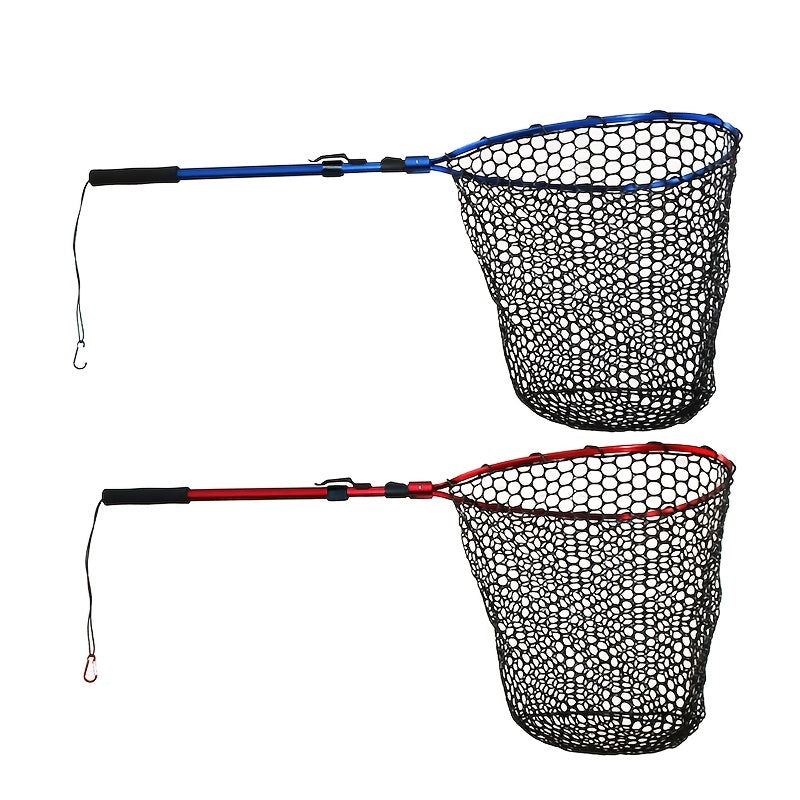Lightweight 48in Aluminum Alloy Fishing Net with Foldable Handle and Silicone