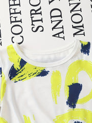 Boys Graffiti Print Tee & Shorts Set Kids Summer Clothes