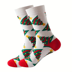 5 Pairs Cartoon Print Socks Christmas Mid Tube Stockings Women's Hosiery