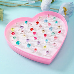 36pcs Colorful Gemstone Rings for Kids Girls Children