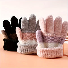 Children's Striped Knitted Gloves for Warmth