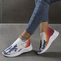 Women's Witch Print Sneakers Low Round Toe Lightweight Shoes