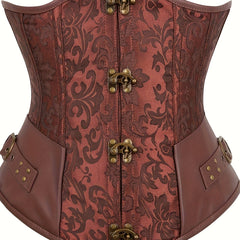 Gothic Strapless Corset Bustier Tummy Control Lace Up Jacquard Body Shaper