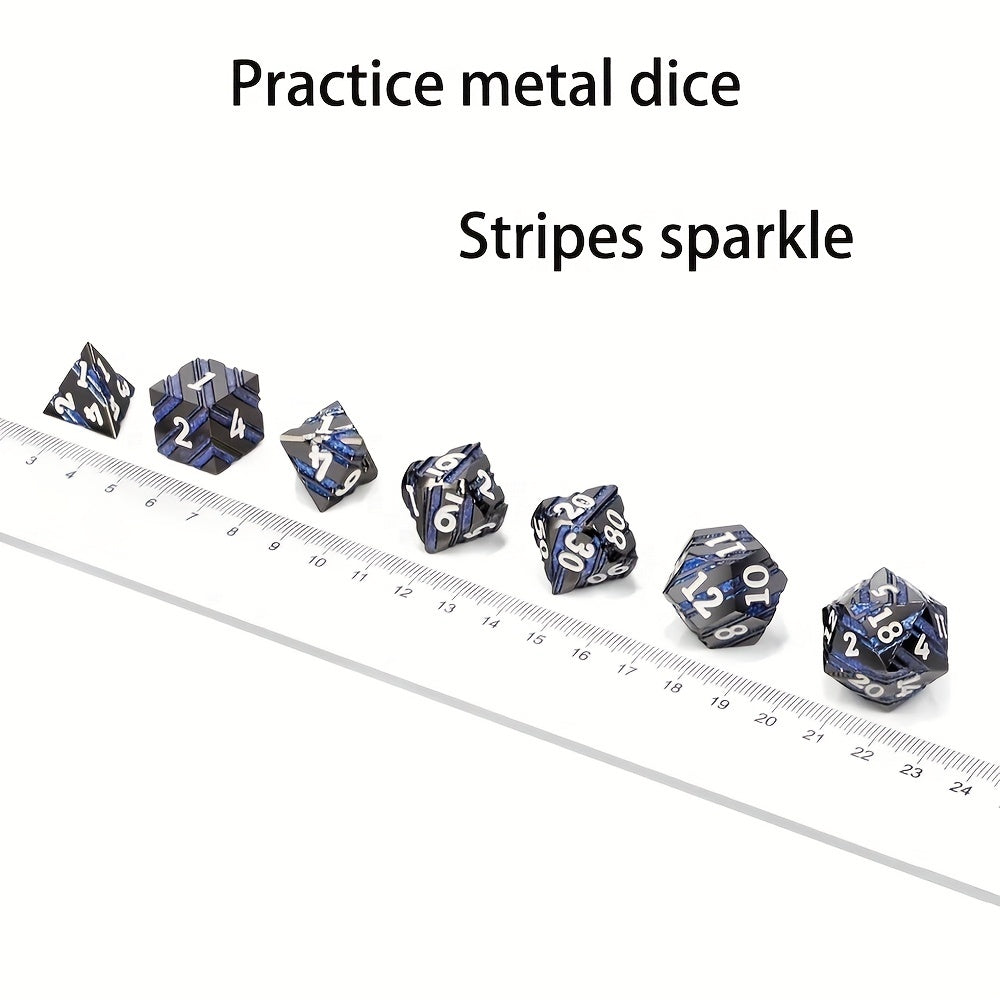 7-Piece Sparkling Metal Dice Set for Board Games