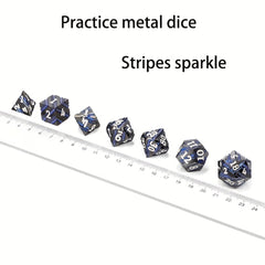 7-Piece Sparkling Metal Dice Set for Board Games