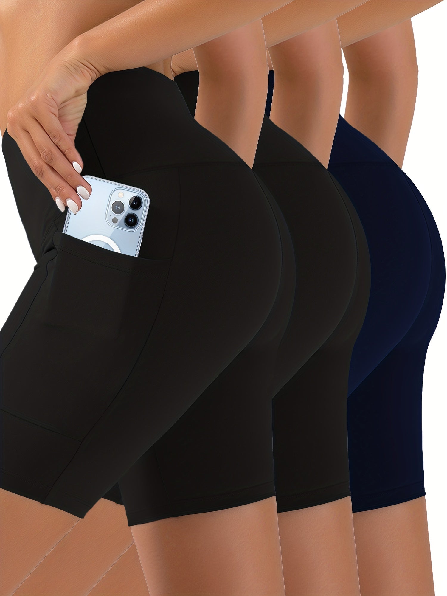 Solid Slim Biker Shorts 3 Pack Casual Workout Summer Leggings Women's Clothing