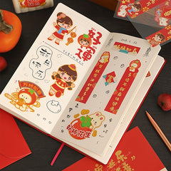 24pcs PET Happy Chinese Year Girl Stickers Journal DIY Decorative Stationery