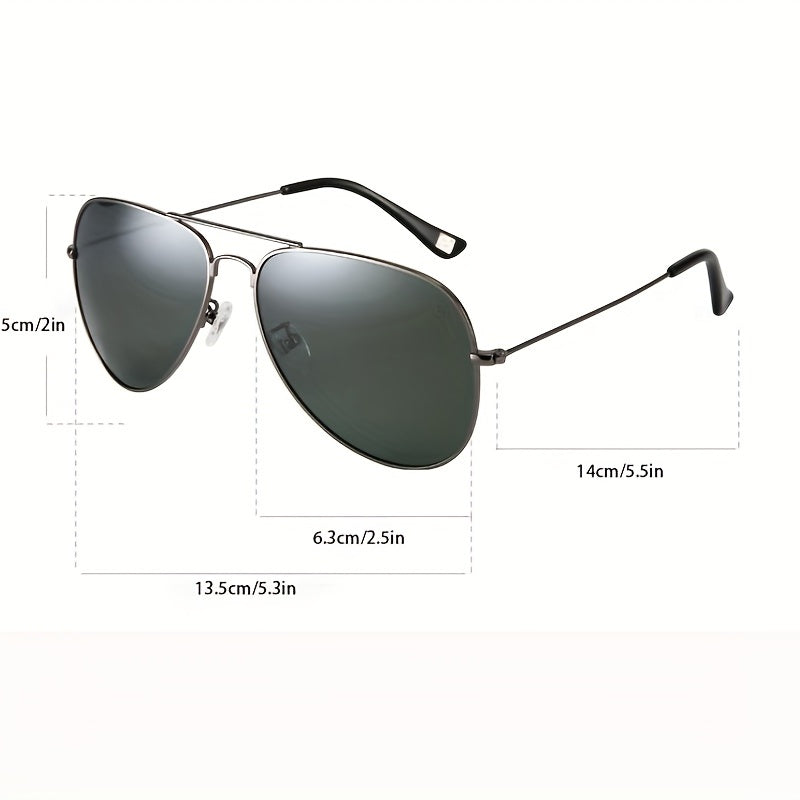 Classic Aviator Sunglasses Large Metal Frame Couple Style Polarized Glasses