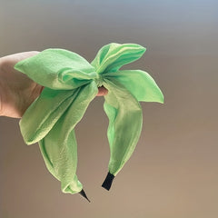Seersucker Oversized Bow Headband Wide Brimmed Sweet Hair Accessories