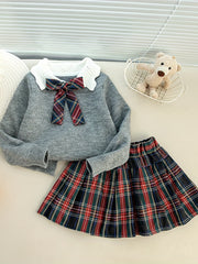 Preppy Style Lace Collar Knit Sweater