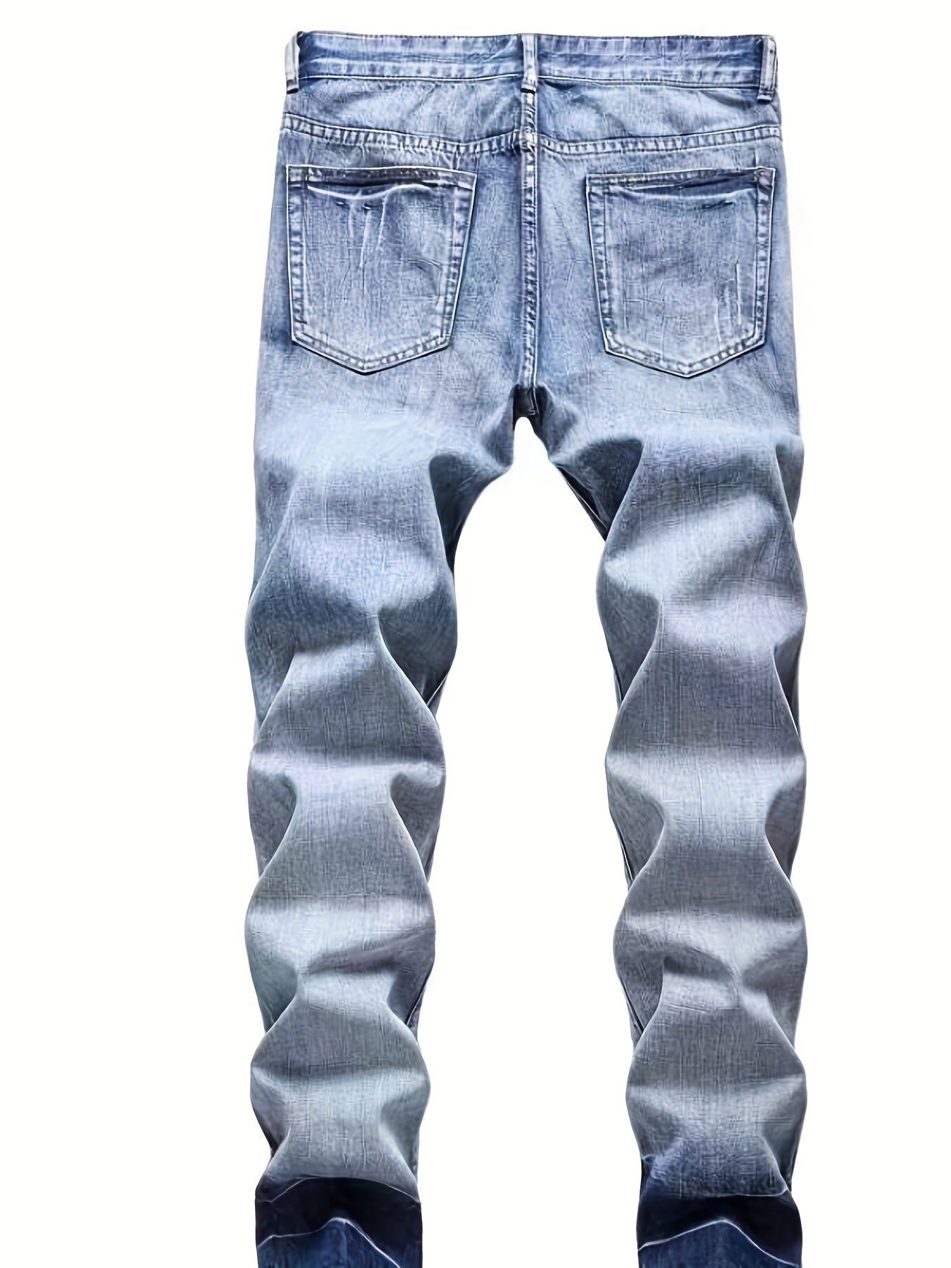 Slim Fit Ripped Jeans Men's Casual Street Style Distressed Denim Pants
