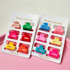 6pcs Small Hollow Square Claw Clips Girls Hair Accessories