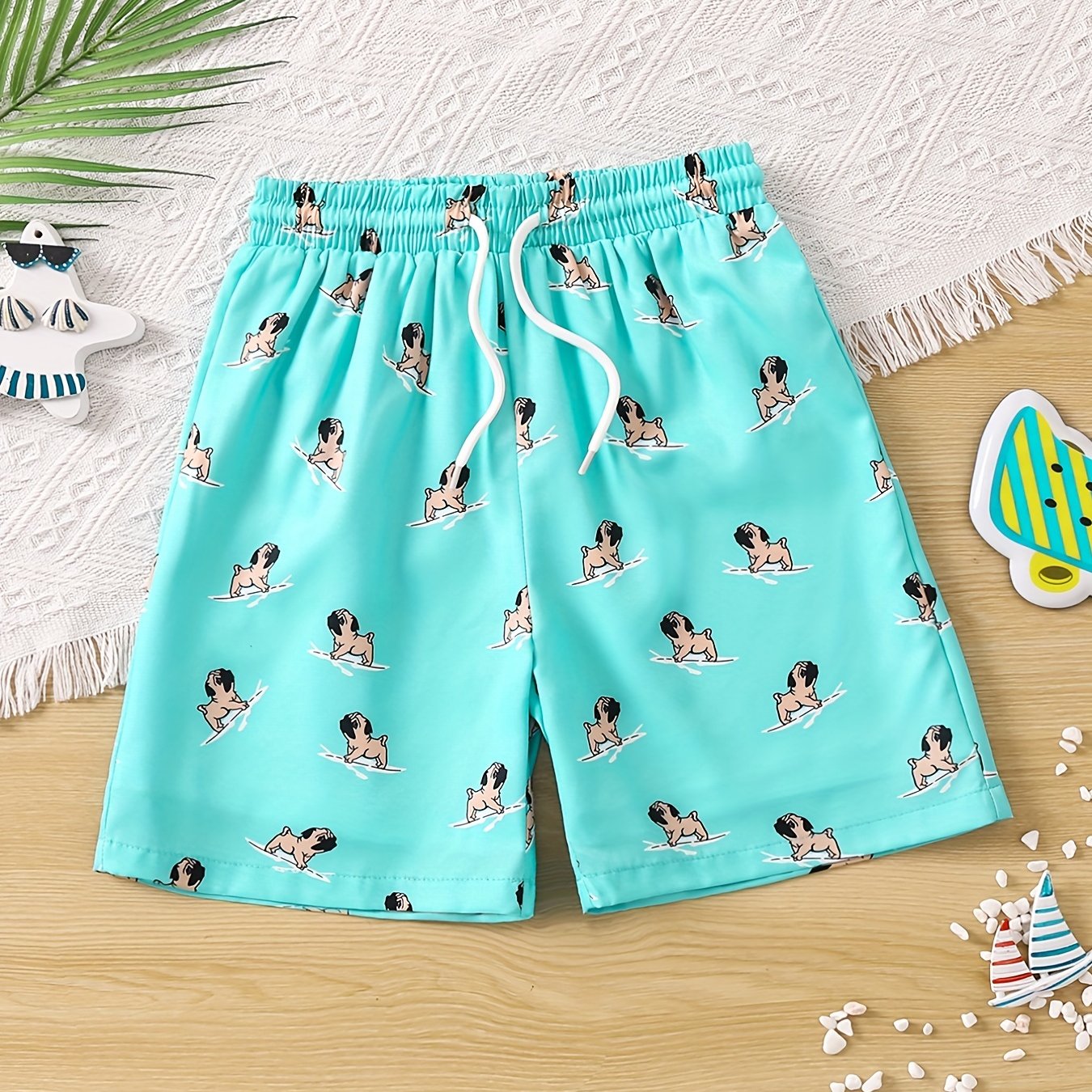 Big Boys Dog Print Beach Shorts Swim Trunks
