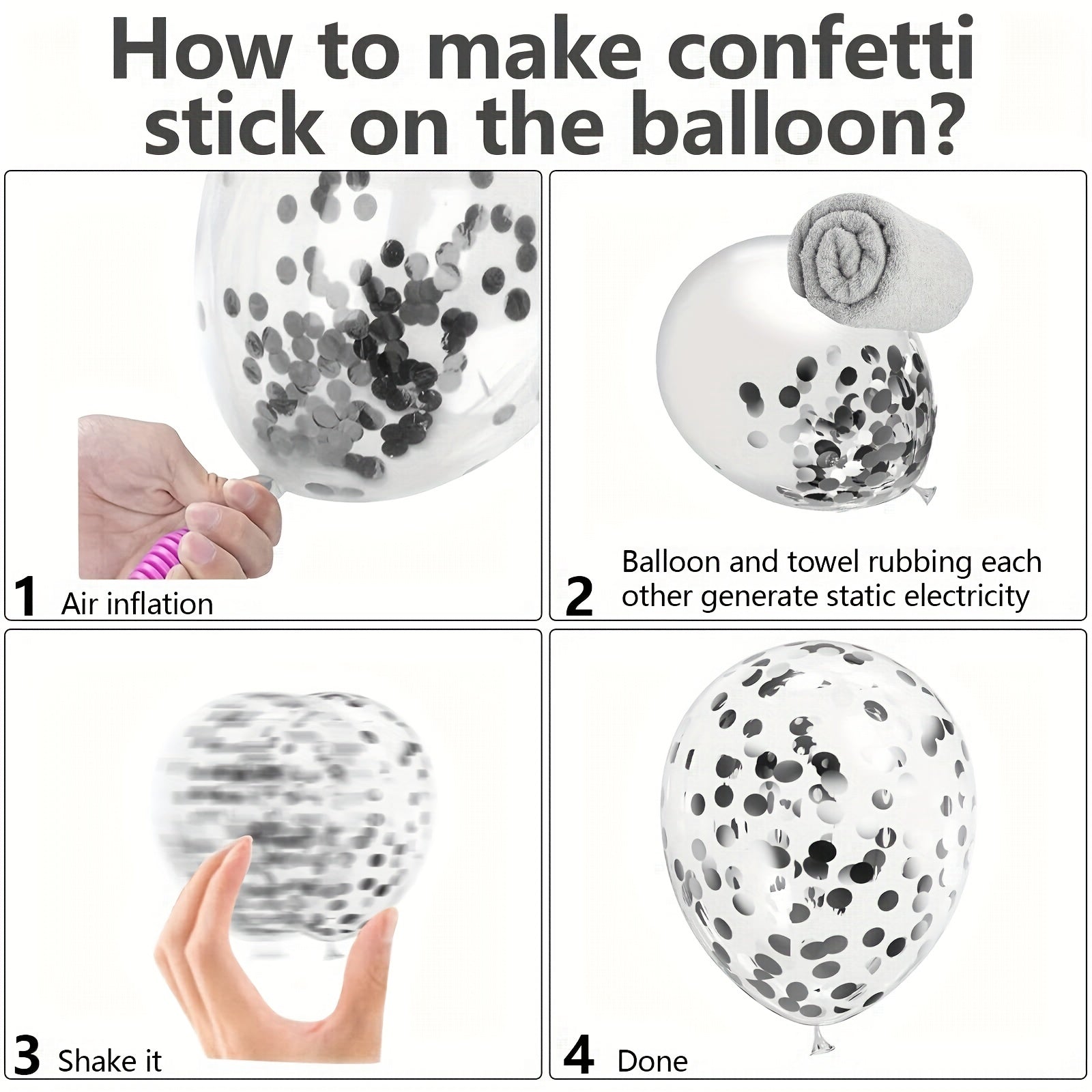 61pcs Silvery Balloons Confetti Set Matte Metallic Latex Balloon for Party