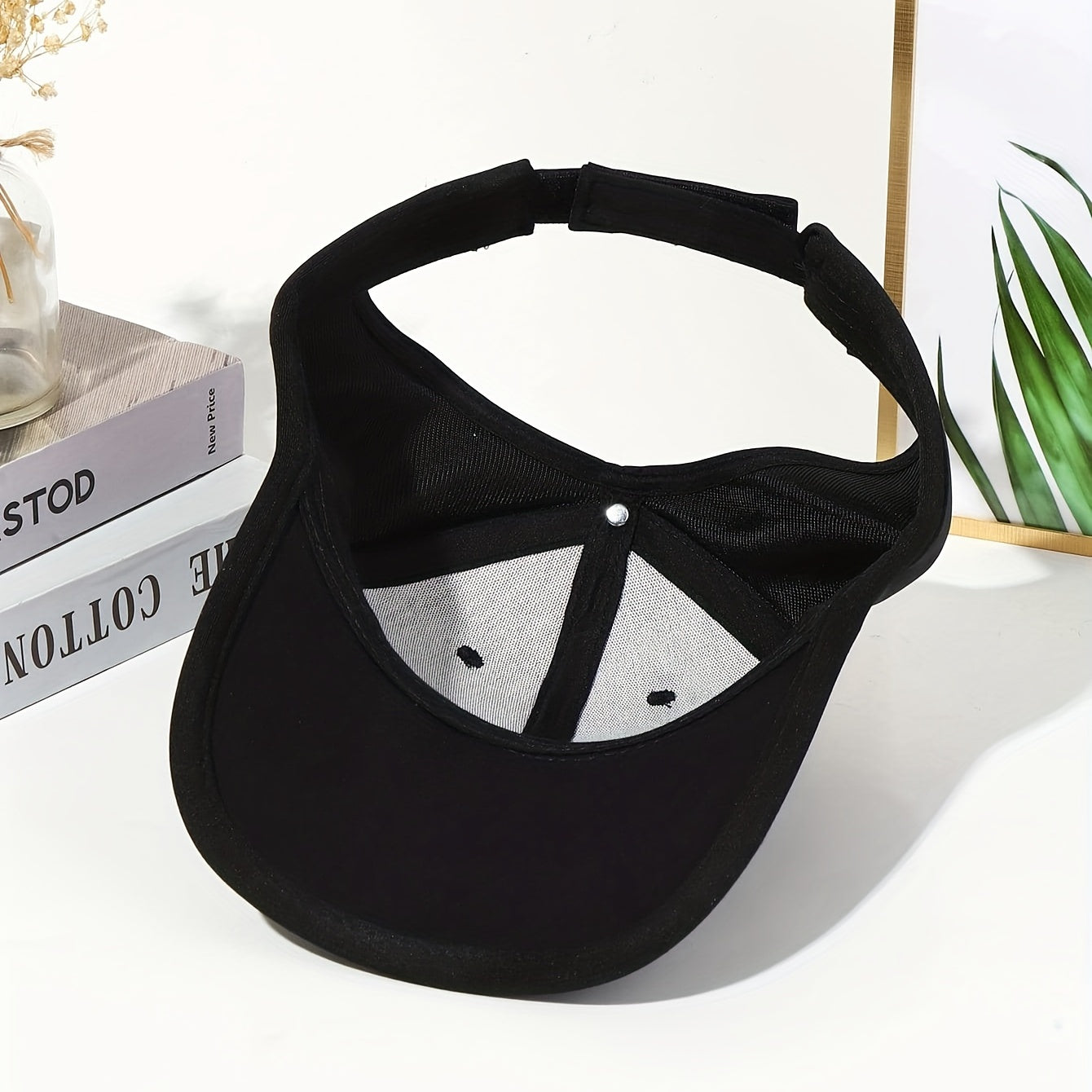 Backless Ponytail Cotton Baseball Cap Solid UV Protection Sun Hats