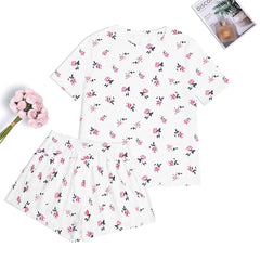 Floral Print Lounge Set Short Sleeve T Shirt & Shorts Women's Loungewear