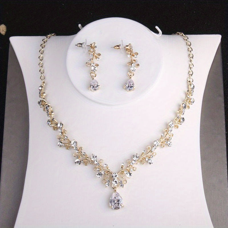 Bridal Crystal Crown Necklace Earrings Set Jewelry