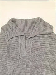 Casual Sweater Women's Solid Ribbed Collar