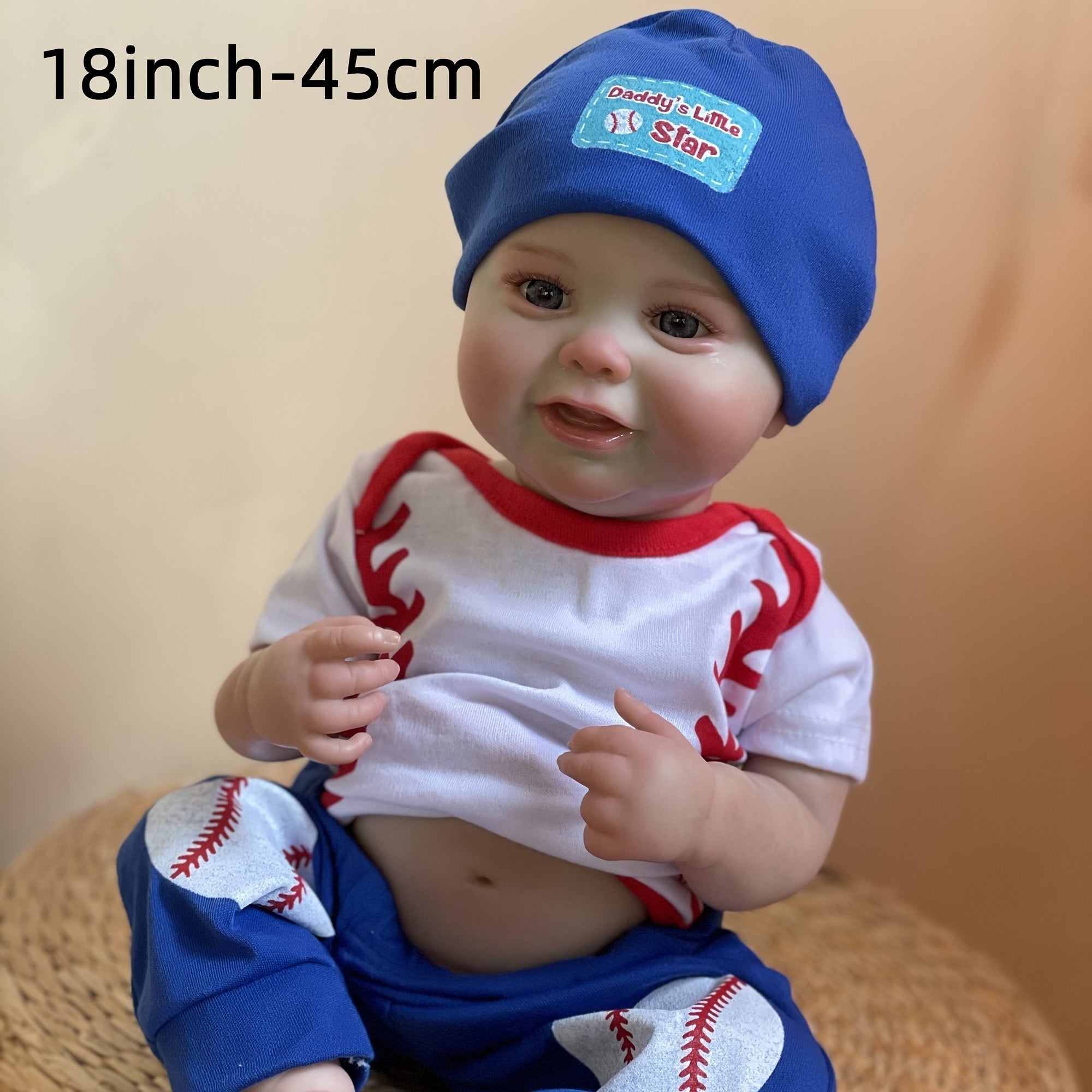 Waterproof Vinyl Reborn Baby Boy Doll with Realistic Details & Baseball Outfit