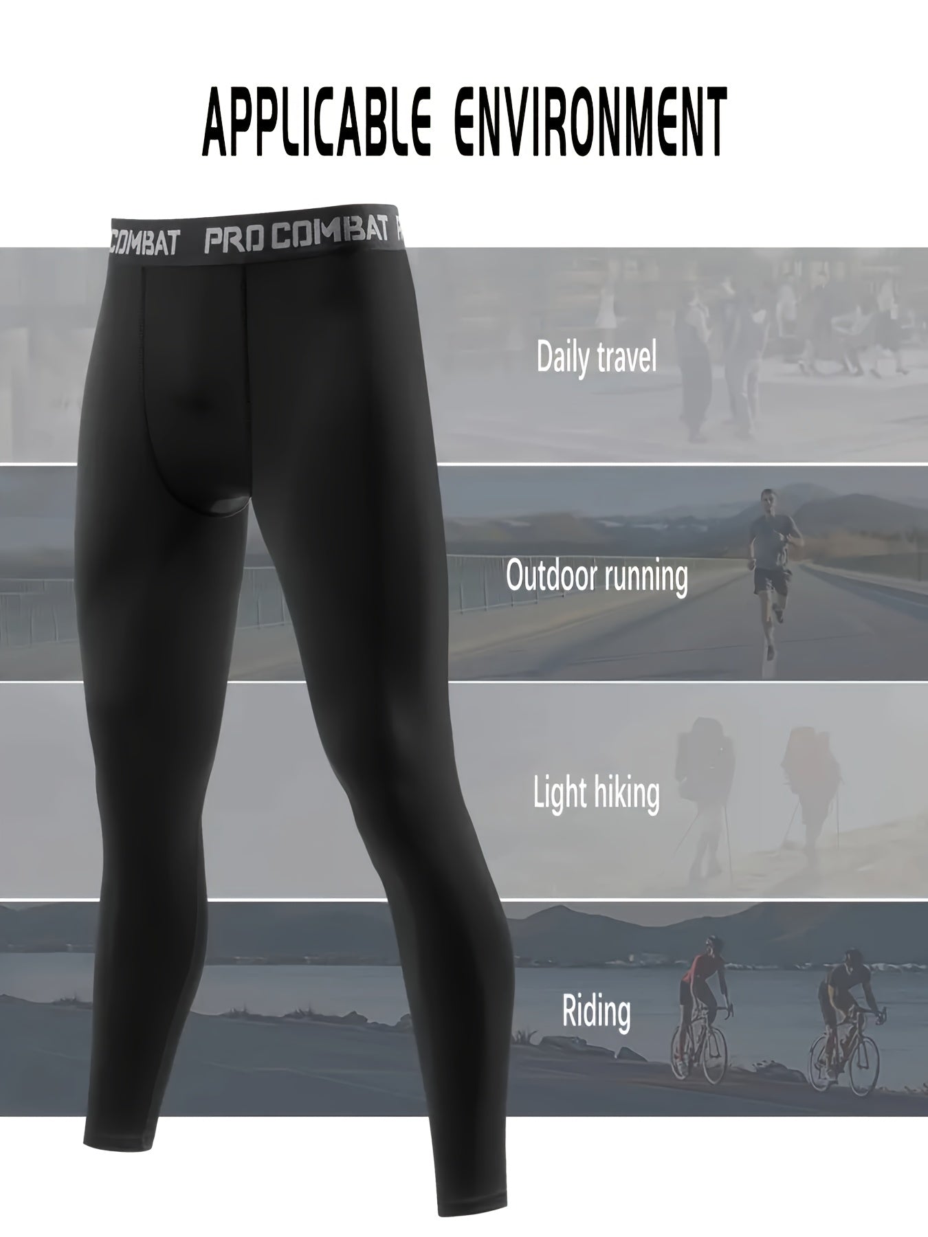 Men's Sports Leggings Active High Stretch Compression Pants