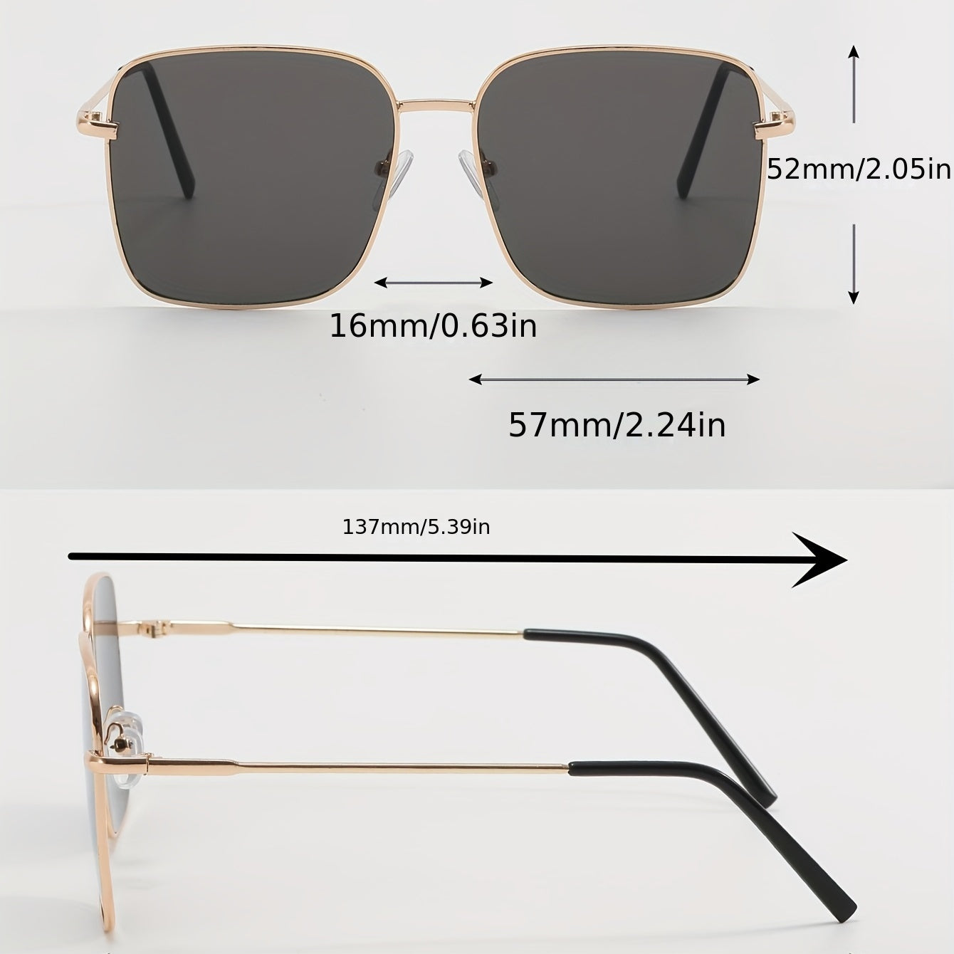 Square Metal Sunglasses UV400 Anti Glare for Driving