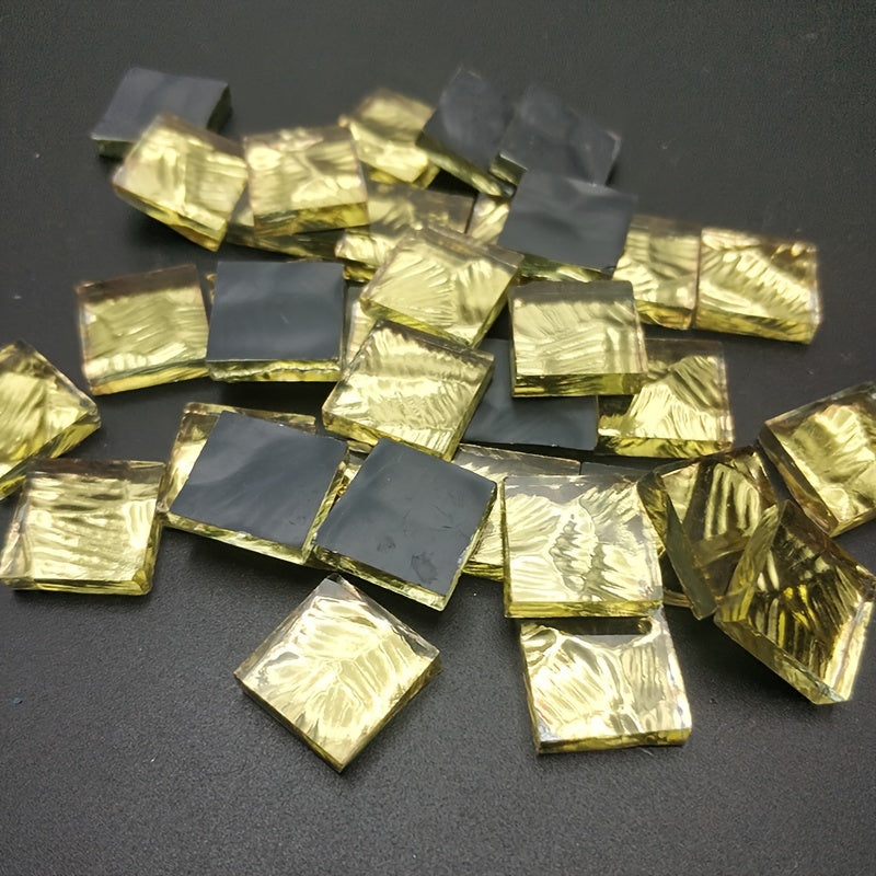 60pcs Light Golden Glass Mosaic Tile 0.591x0.591inch for DIY Art Projects