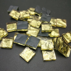60pcs Light Golden Glass Mosaic Tile 0.591x0.591inch for DIY Art Projects