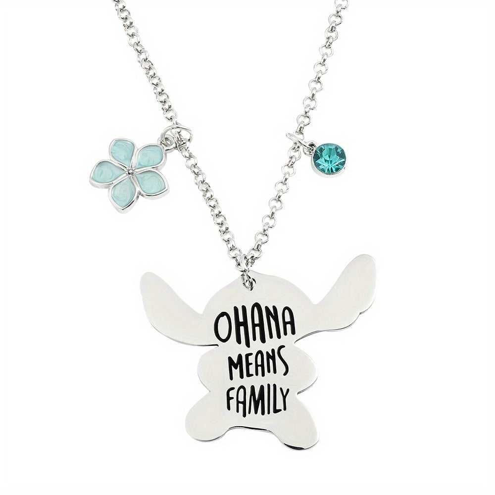 Ohana Means Family Boys Kids Laser Lettering Couple Jewelry Gift Necklace