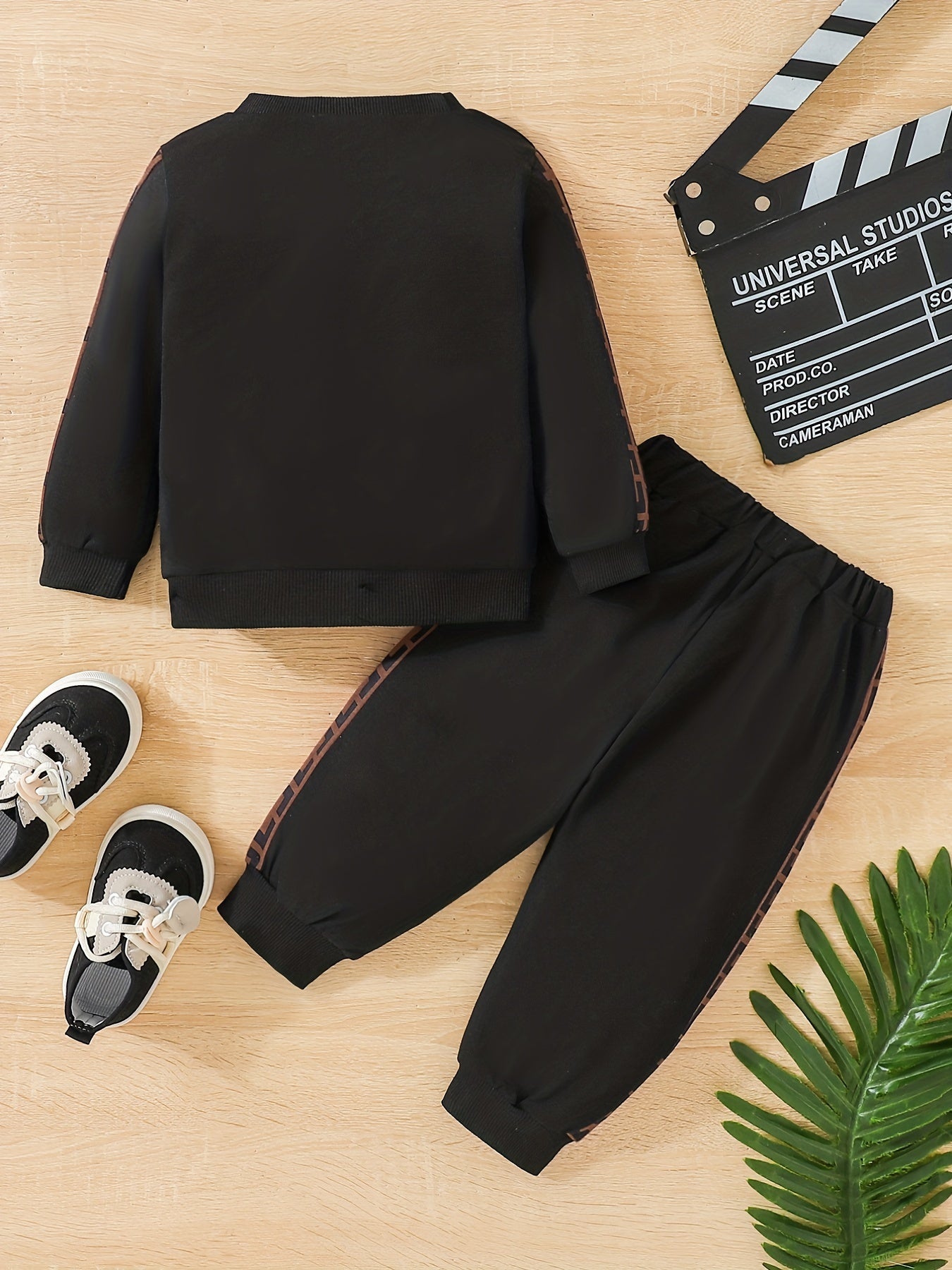 2pcs Boys Casual Long Sleeve Sweatshirt & Trousers Set Kids Clothing