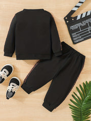 2pcs Boys Casual Long Sleeve Sweatshirt & Trousers Set Kids Clothing