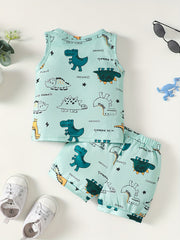 Baby Boys Dinosaur Pattern Vest Tops & Shorts