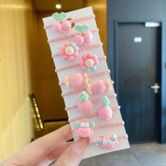 10pcs Cartoon Elastic Hair Ties for Girls' Holidays
